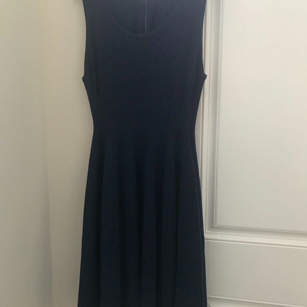Navy blue knit skater dress